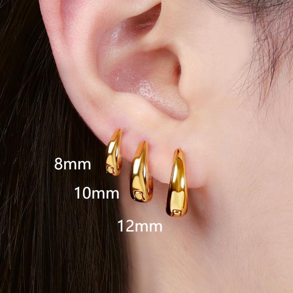 Stainless Steel 1 Pair Minimalist Huggie Hoop Earrings For Women Gold Color Tiny Round Circle 8/10/12mm Punk Unisex Rock Earring