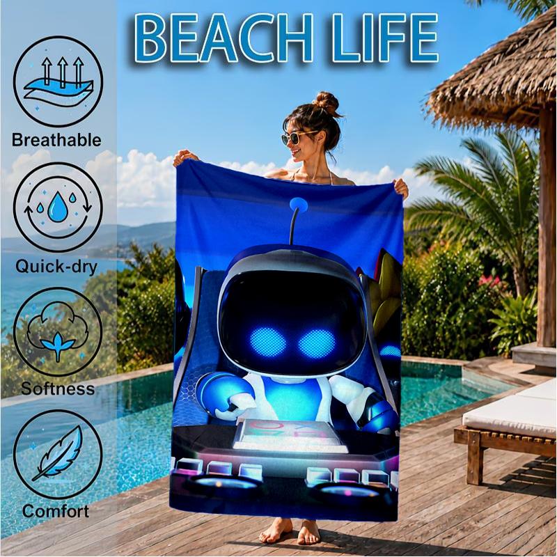 Weltraum Abenteuer Roboter Strandtuch, Super Weiche Mikrofaser, Perfektes Geschenk für Sie/Ihn, Geburtstag, für Pool, Strand, Reisen, Dekor Strandparty