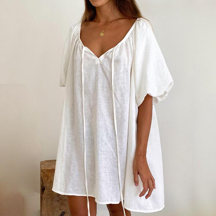 European and American pure cotton breathable and comfortable cotton and silk nightgown pure cotton pajamas women's summer women's loungewear