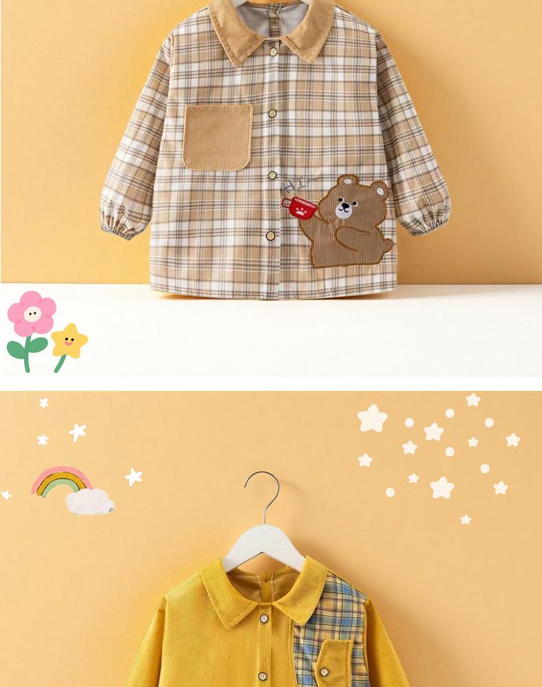 Autumn/Winter Waterproof Coveralls for Babies - Children's Crystal Velvet Stain-Resistant Plaid Bib Shirt & Outerwear