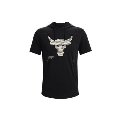Project Rock Contrast Hooded Training Short Sleeve T-Shirt Men Tops Black 1370465-001