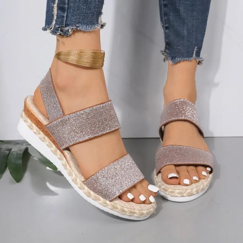 Damen Sommer Sandalen Neue Mode Offene Zehe Dicke Sohle Keilabsatz Damen Schuhe Lässig Täglich Vielseitig Damen Sandalen Große Größe