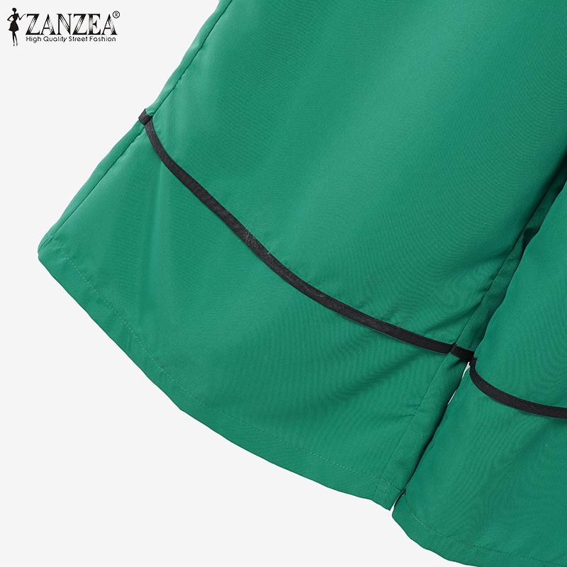 ZANZEA Women Short Sleeve Blouse and Pants Summer Two Piece Suit Sets