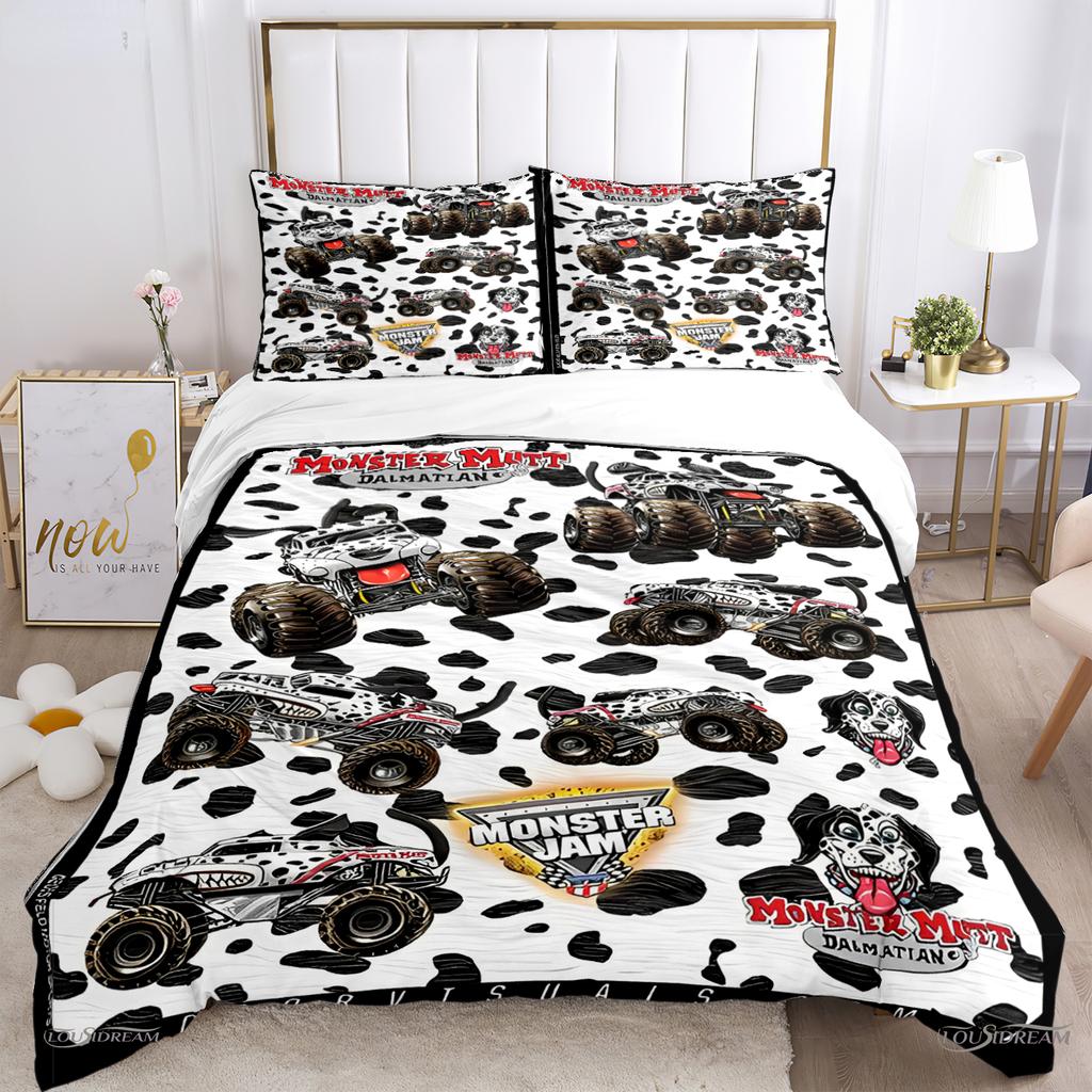 Monster Truck Duvet Cover Catroon Monster Jam Bedding Sets Soft Quilt Cover And Pillowcases For Teens Single/Double/Queen/King