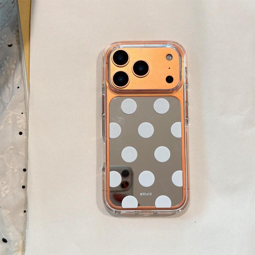 iPhone 14/13 Round Edge Mirror Dot Case, 17/16/15 Pro Max Compatible, Anti-Fall Protection