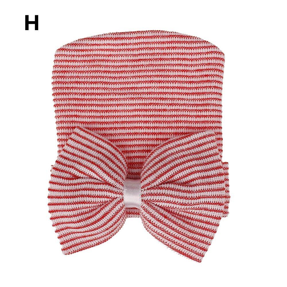 Newborn Hospital Hat Baby Hats Nursery Beanie Cap with Bow Cute Stripe Infant Hat Soft Turban Hats for Baby Girls