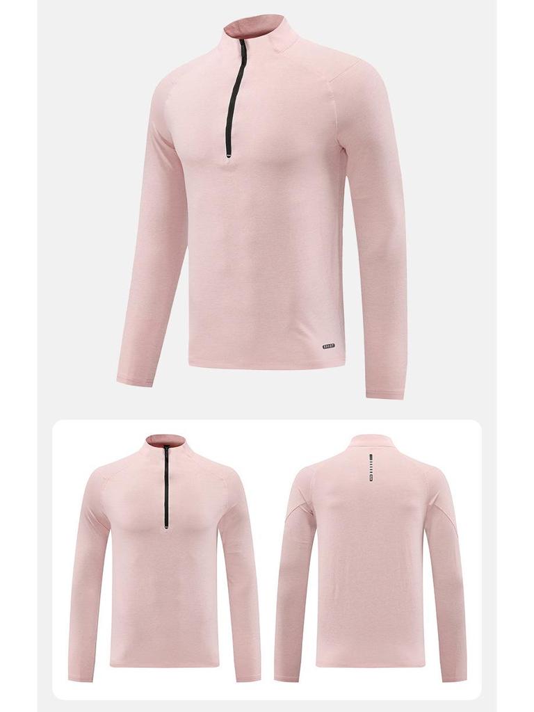Men's Quick-Dry Long Sleeve Sun Protection T-Shirt with Half Zip for Sports & Fitness