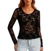 Long Sleeve Lace Shirts For Women Tees Blouses Casual Basic Tops Pullover Spring