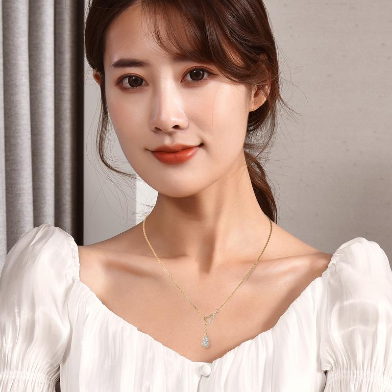 Steel Titanium Elegant Double Gourd Necklace For Women Stylish Ins Happy Luck Design For All Occasions