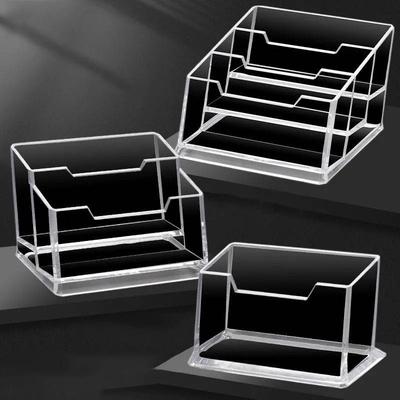 1pc Transparent Desk Shelf Box Storage Display Stand Acrylic Plastic Transparent Desktop Bussiness Card Holder Place Card Holder