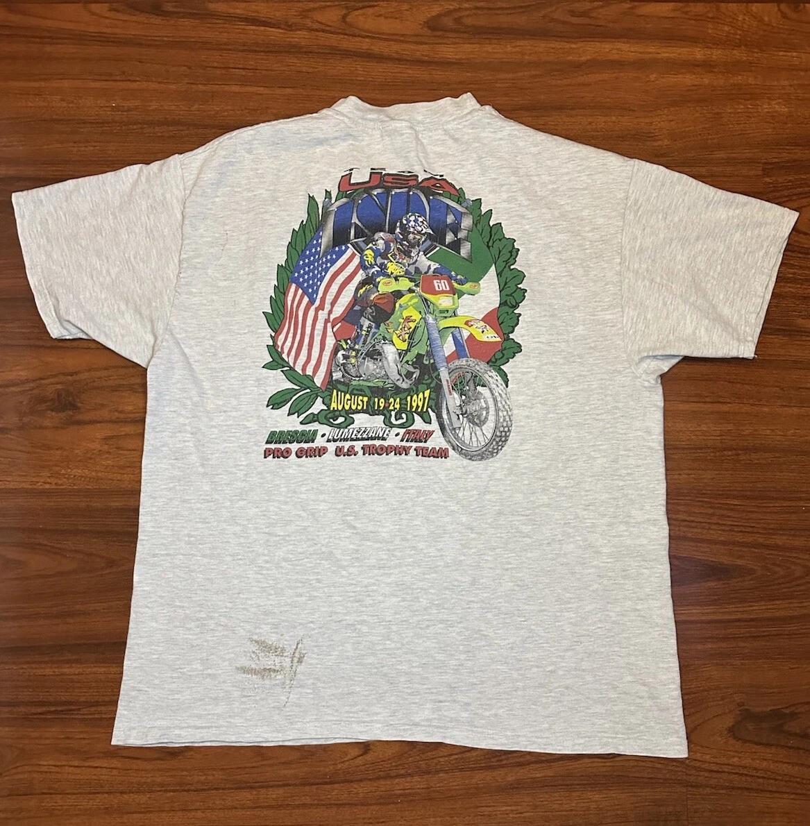 Vintage 1997 T Shirt ProGrip Team USA motocross Bike Mens Size XL Made In USA M