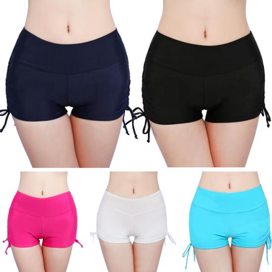 Sommer Strand Damen Unifarbene Bikinihose Seitlich Gefaltetes Bandage Badehose