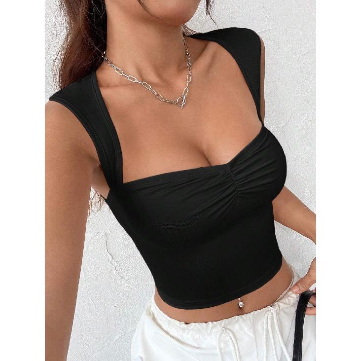 Nové Letné Ležérne Temperamentné Slim Fit Sexy Tielko T-shirt Bez Rukávov Ramienkové Všestranný Top Bez Ramienok Ženy