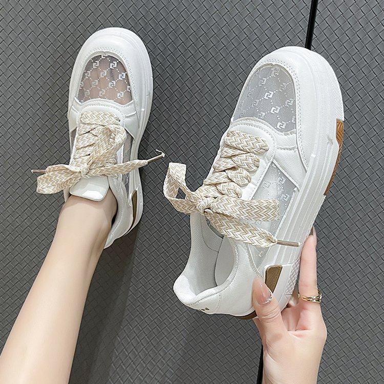 2025 summer foreign trade new board shoes women's fashion little white shoes low-top round head with breathable casual mesh shoes women