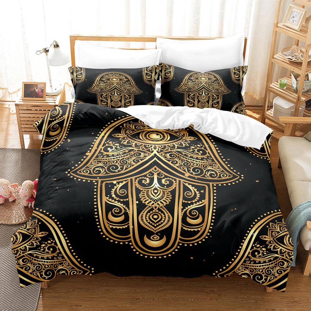 3D Buddha Bedding Set Microfiber Luxury Printed Down Duvet Cover Pillowcase 2/3 Birthday Gift AU210 * 240 Full Size Quick Drying Soft Home Textile