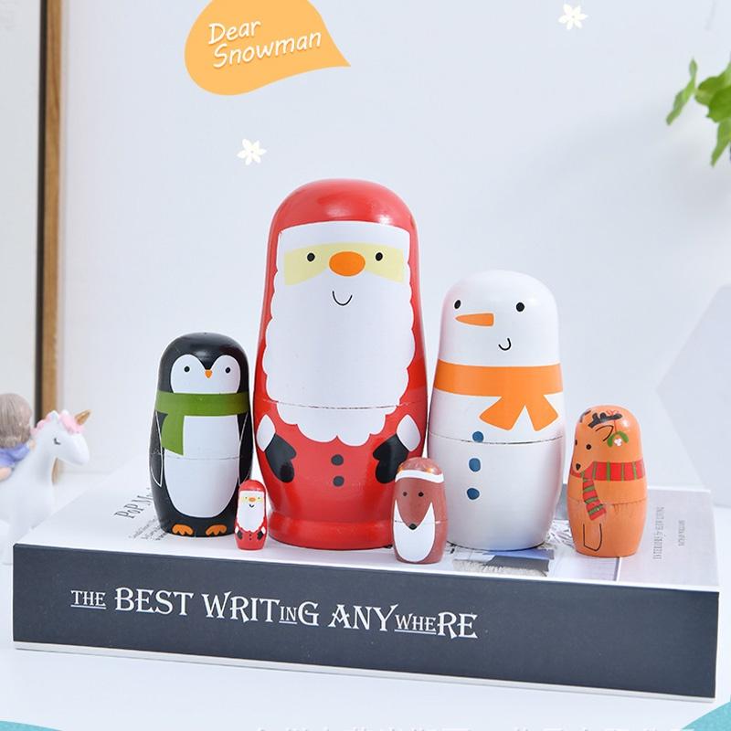Charming Wooden Santa Claus Nesting Doll Set 6 Layers Of Festive Home Decor And Gifts For The Holidays