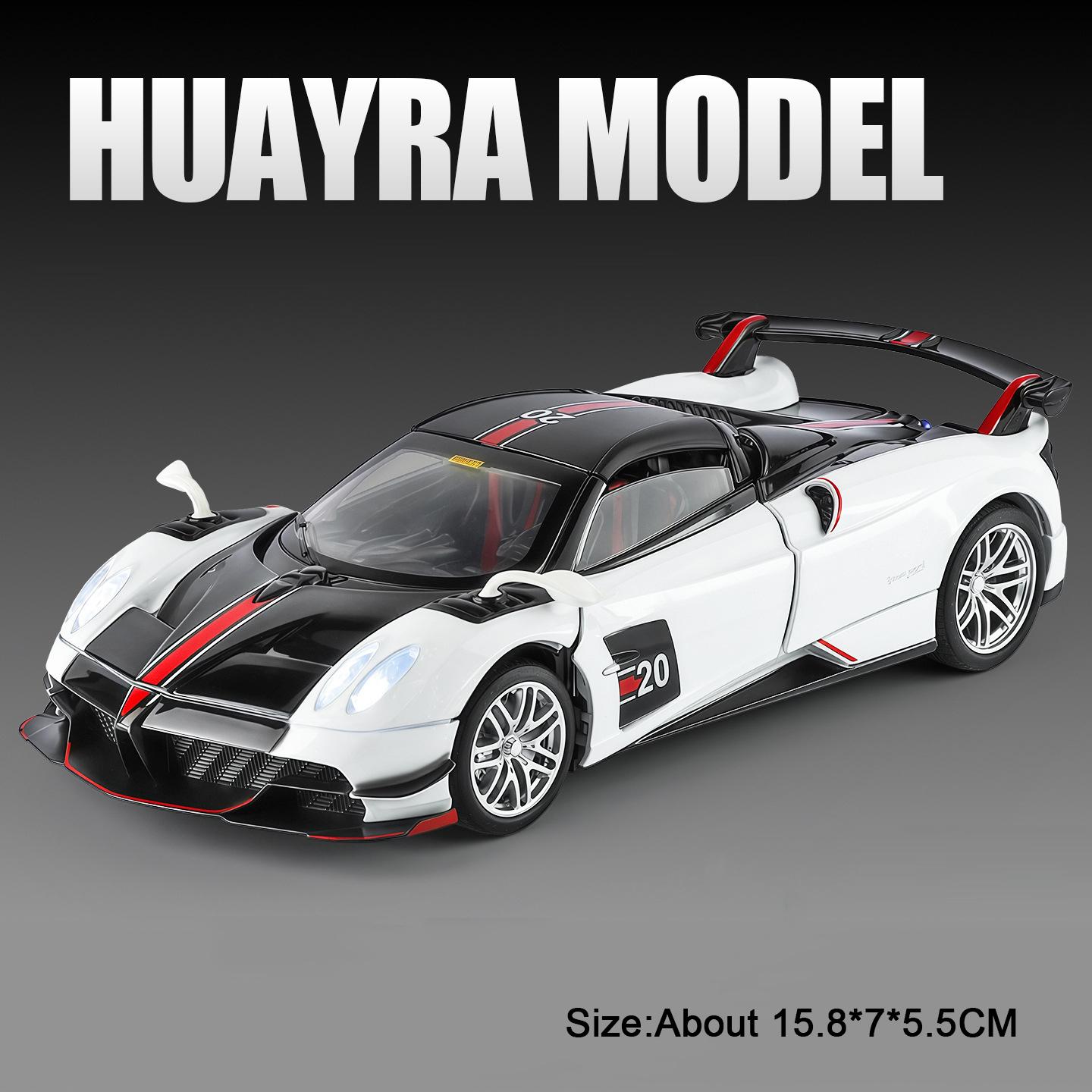 

Scale 1:32 Shelby Cobra Huayra BC Sports Car Model Toy Exquisite Interior Music Light Pull Back Models Metal Diecast Toys