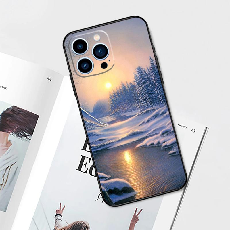 Landscape Winter Light Snow Case For iPhone 17 Pro Max 11 14 15 16 Pro Max 12 13 Mini 16 Plus 16e 17 Air Phone Cover