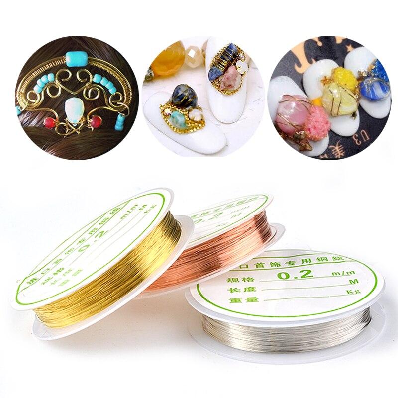 3 Rolls Nail Art Copper Wire Charm Line Nail Decoration Gold Silver Rose Gold