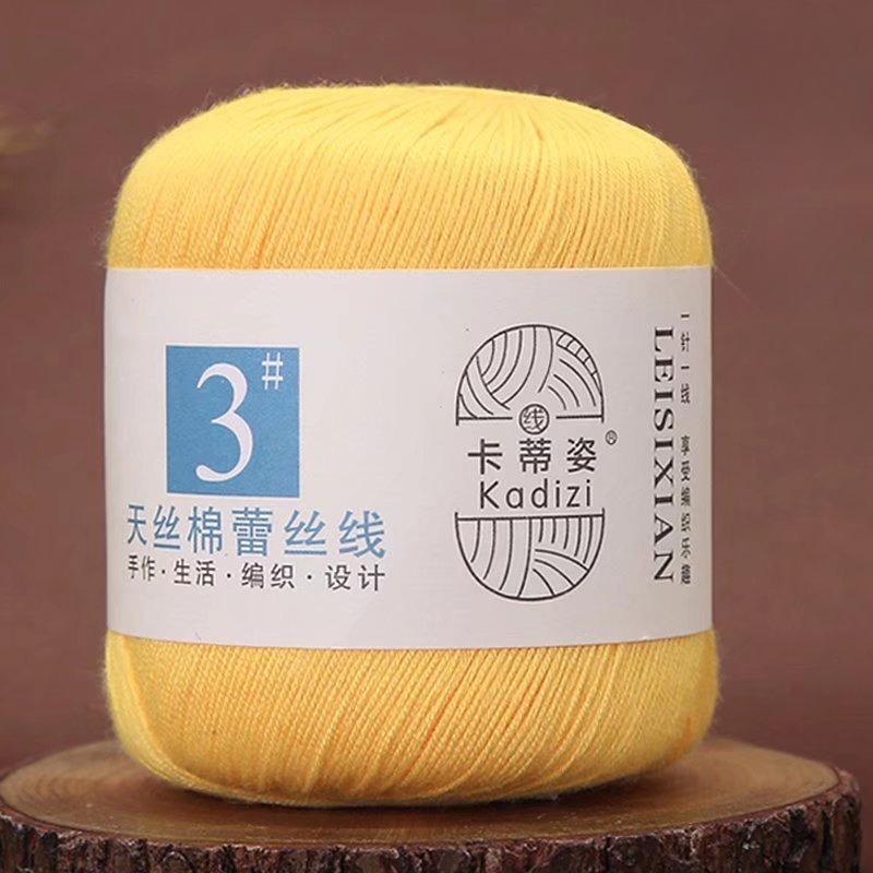 1 Rotolo Filato di Pizzo Cotone Tencel per Uncinetto Estivo & Lavori a Maglia Fai-da-Te - No. 3