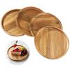 4er Set Akazienholz-Teller, Runde Essteller zum Servieren, Ausgezeichnete Holz-Servierplatten, 7,9 Zoll Servierteller