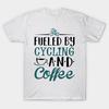 Men Black Print T-shirt Fueled By Cycling And Coffee No-Cut Transfer Paper Print Cotton Tshirt