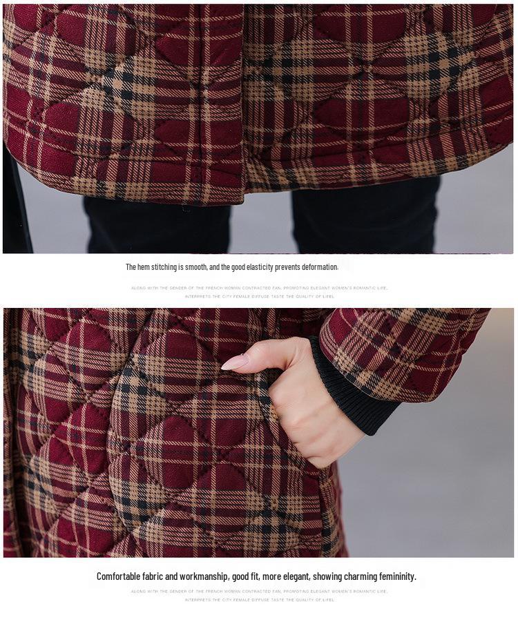 Mom's Stylish Mid-Length Winter Coat with Fleece Lining - Thickened and Warm for Middle-Aged & Elderly