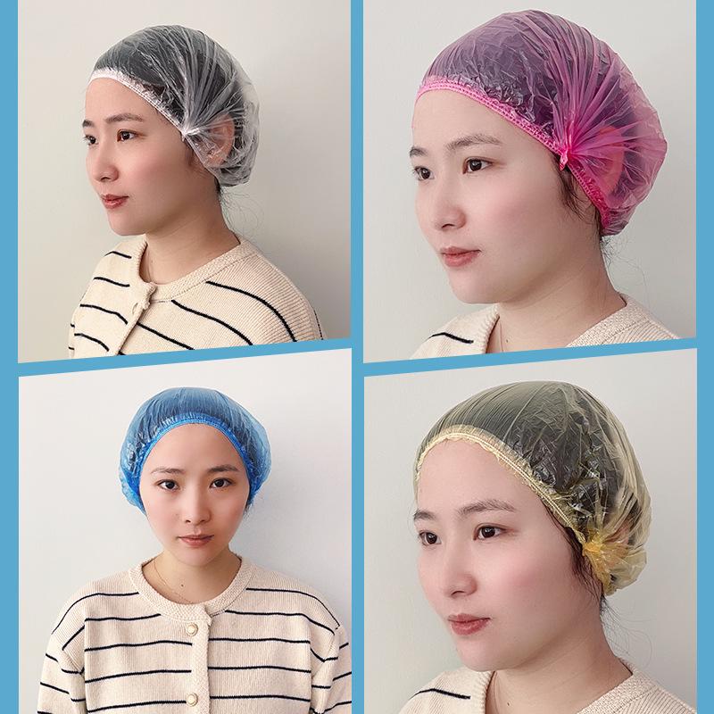 Extra Large Extra Thick Disposable Waterproof Shower Caps for Women - Blue Plastic, 100-Pack