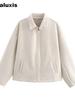 Women's  Wind Pure Color Wide Fit Zippered Wool Coat Casual Versatile Autumn Winter Short Jacket