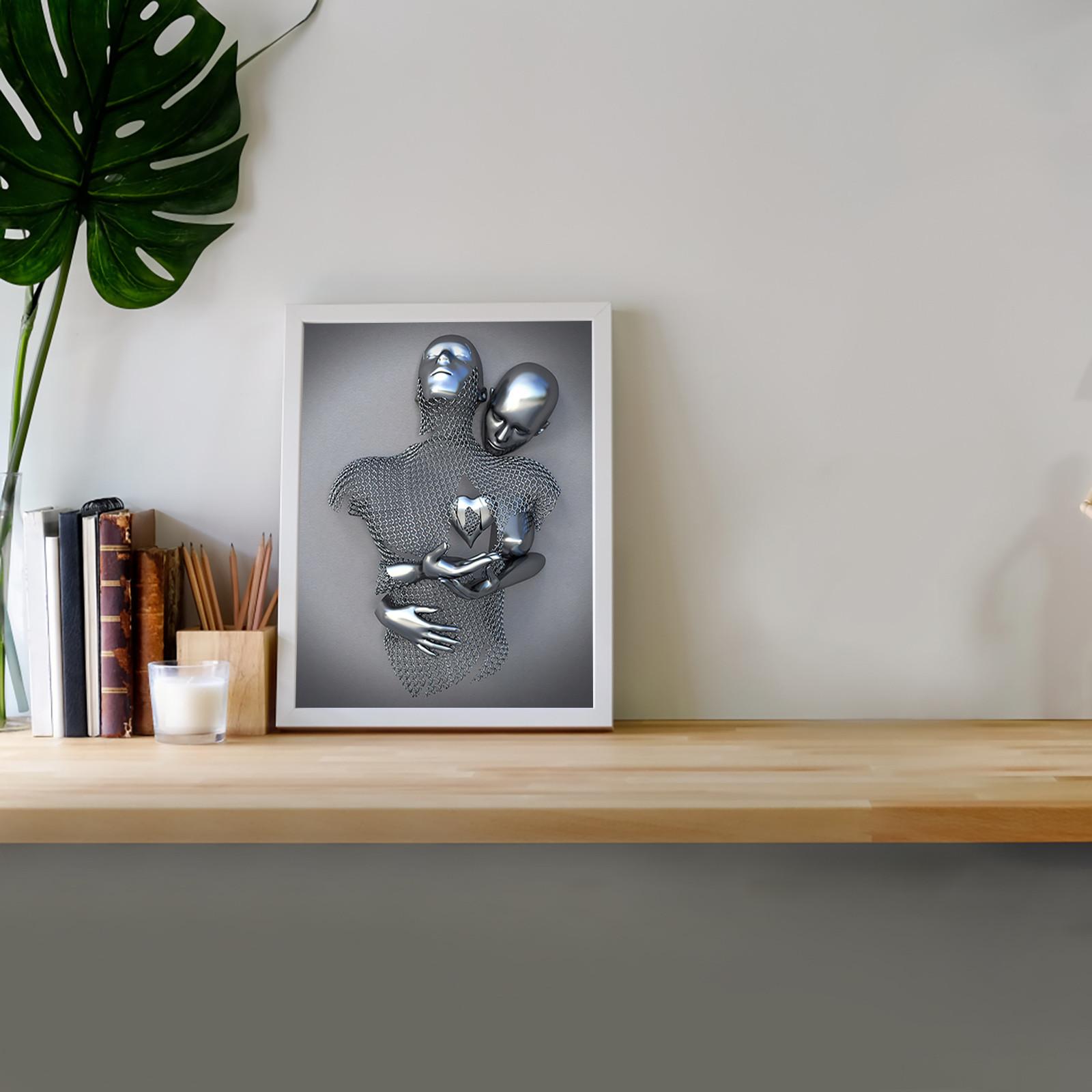 

Сердце любви 3D настенный художественный декор металлическая фигурка статуя художественная картина на холсте висит холст картина без рамки C