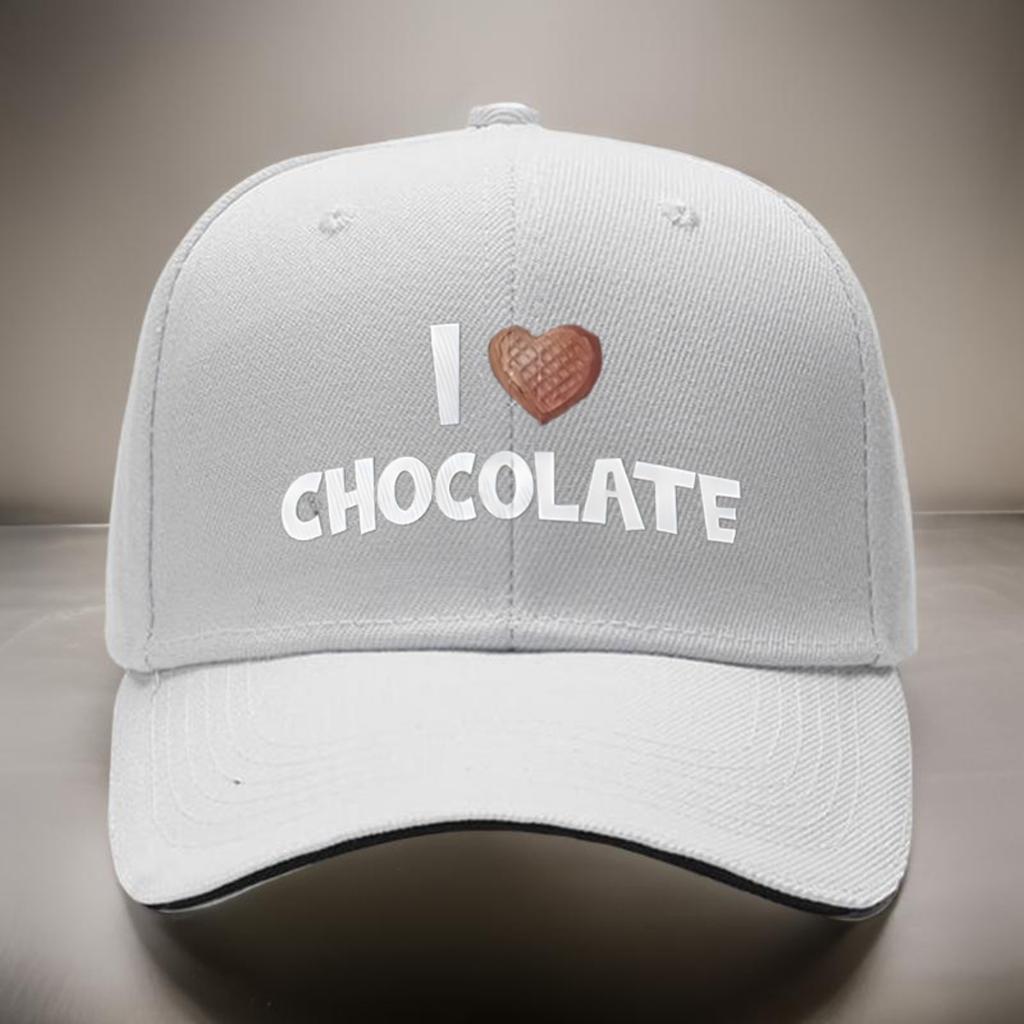I Love Chocolate Graphic Print Baseball Cap Adjustable Polyester Casual Sports Hat for Adult Unisex