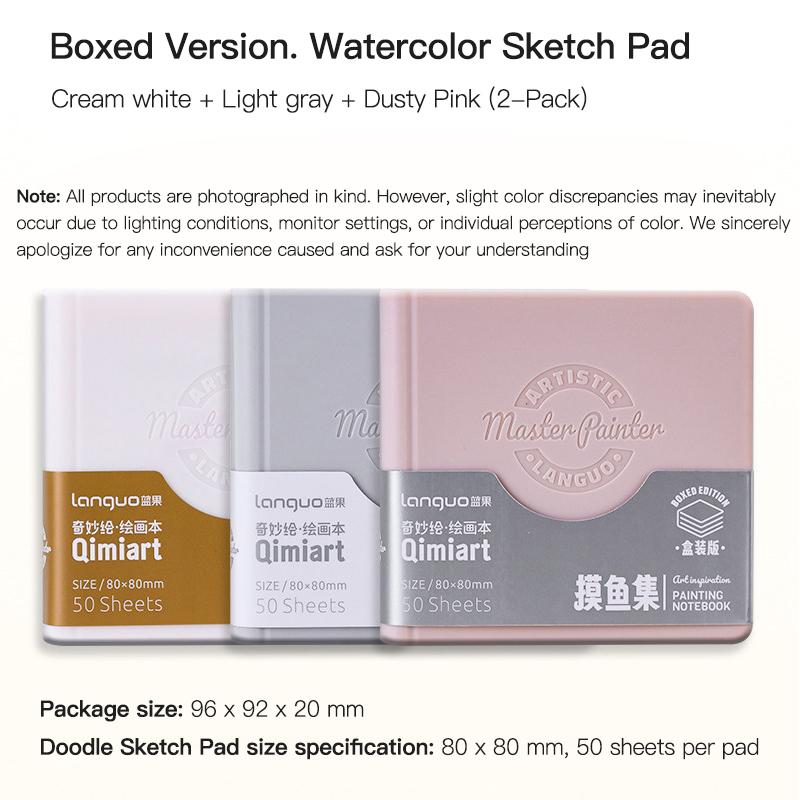 Mini Drawing Books 50Sheets Languo Square Watercolor Sketchbook Thick Paper Drawing Painting Paper Work Relaxation Art Supplies