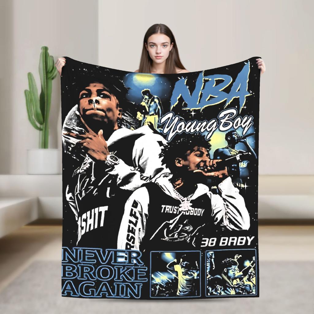 YoungBoy Never Broke Again Decke Warm Street Trend Plüsch Überwurfdecke für Sofa Sessel Reisen Büro Tagesdecke Bettbezug