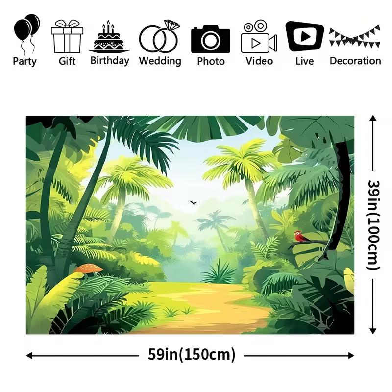 

2D Photo Booth Background Cloth Tropical Forest Palm Tree Banner for Events 47.2x31.5inch/120*80cm