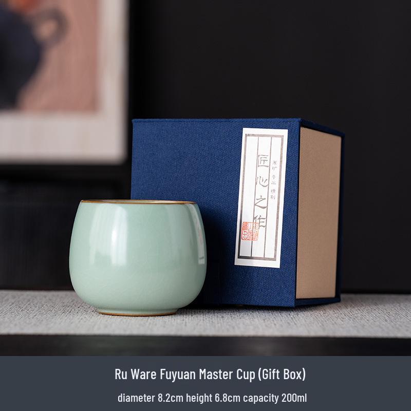 Sky Blue Ru Porcelain Gongfu Tea Master Cup - Personal Tea Tasting Set