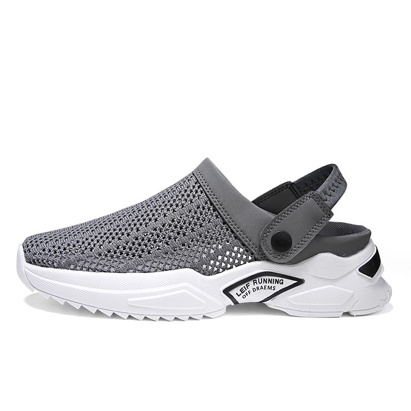 

Men s Slippers Non Slip Air Mesh Sandals Lightweight Breathable Outdoor Casual Lightweight Walking Beach Shoes for Men 47 сірий