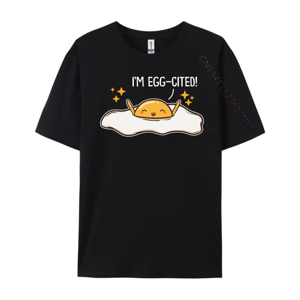 Excited Eggs Happy Christian Tshirt Men Shirts For Men Tee Shirt Funny Shirts Natural High Quality
