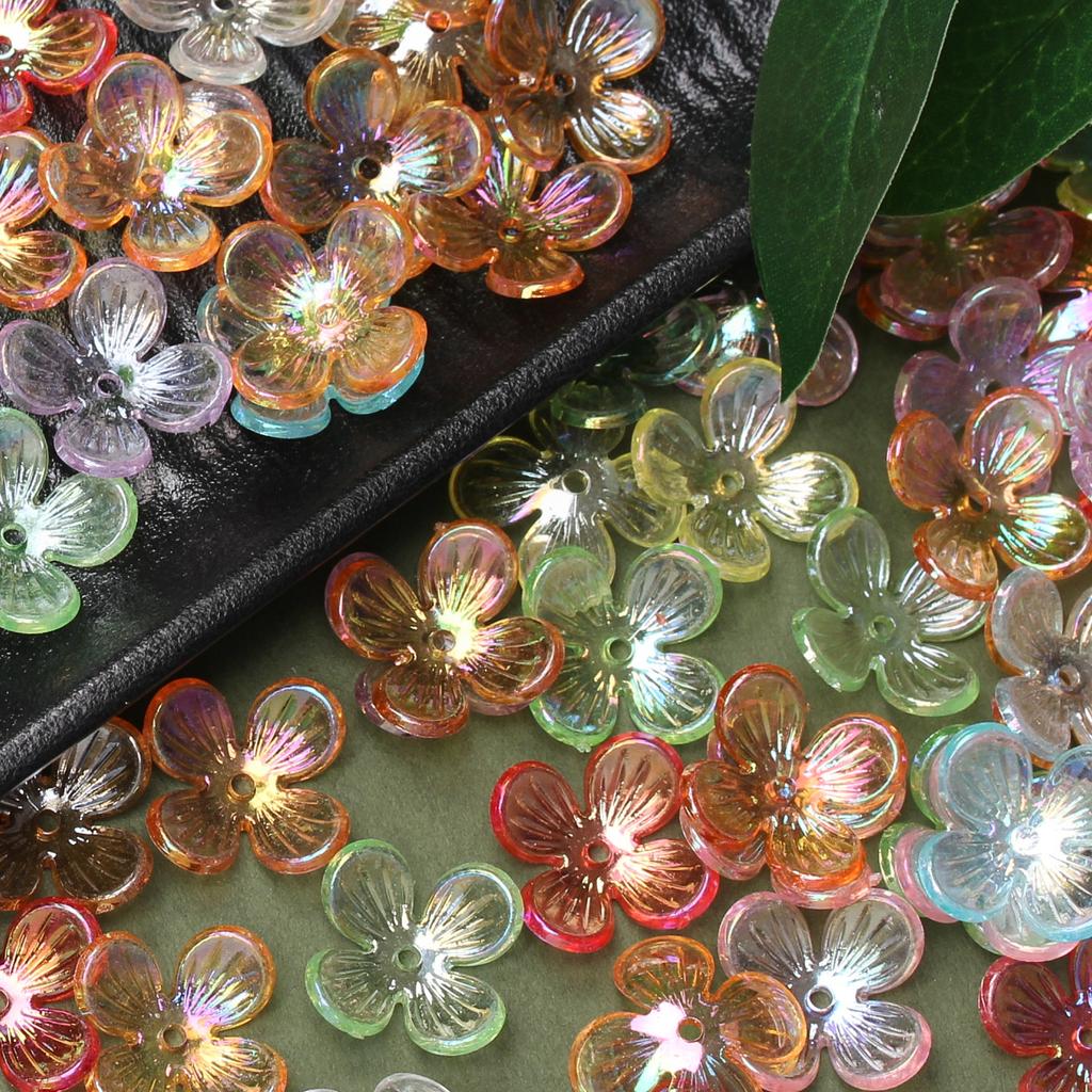 Home Party Supplies Small Flower Beads Fashion 15.8mm Acrylic Bracelet Accessories Hairpin Earrings 100pcs Handmade Materials DIY Clear Crystal