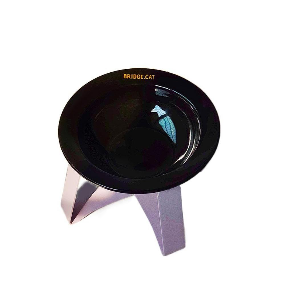 

Миска для кошек НЛО в корейском стиле, разноцветные миски для кормления кошек, приподнятая миска для кошачьей еды, для кошек и собак чёрный/фиолетовый