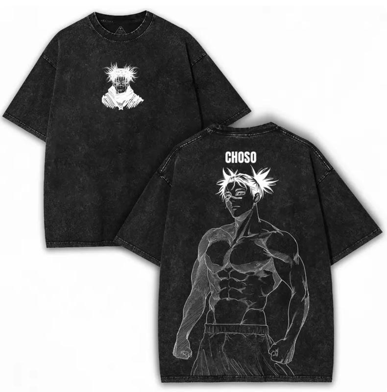 

Japanese Anime Jujutsu Kaisen Choso Graphic Tshirt Vintage Washed Oversized T Shirt Cotton Short Sleeve Tee Men Women Clothes S