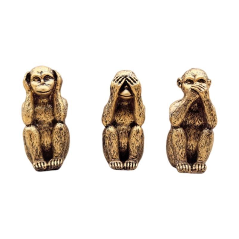 

Resin Monkey Statues 3PCS See No Hear No Speak No Evil Home Decoration for Art Lover and Office Decoration золотий