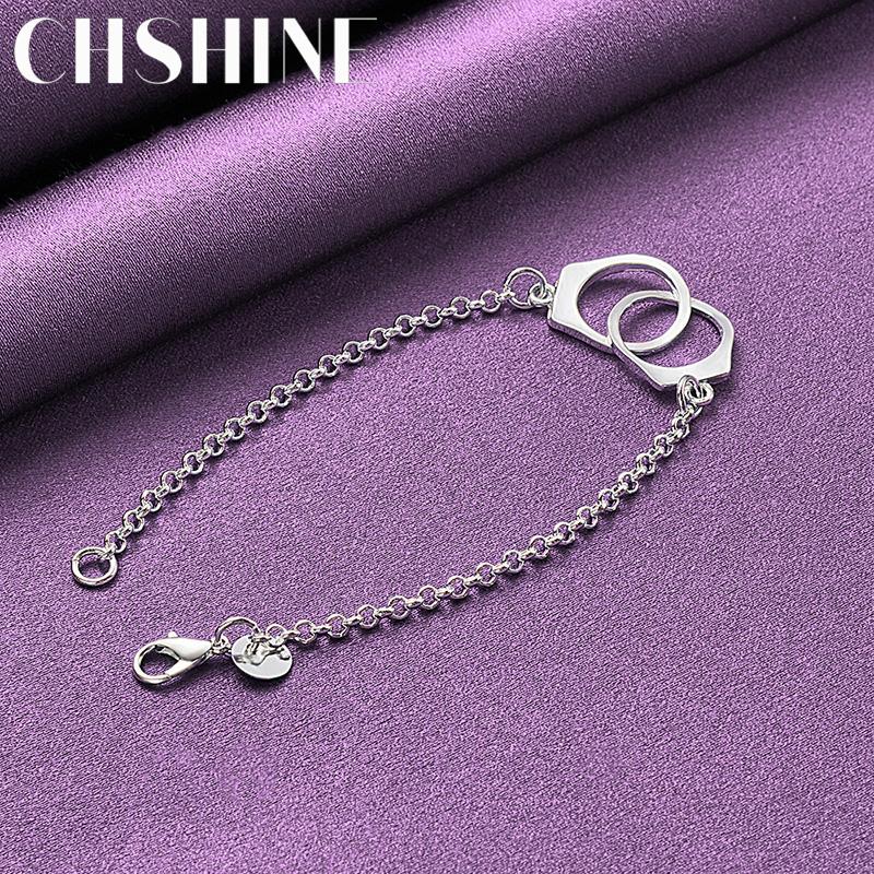 CHSHINE Fine 925 Sterling Silver Handcuffs Bracelet For Women Lovers Wedding Fashion Charm Jewelry