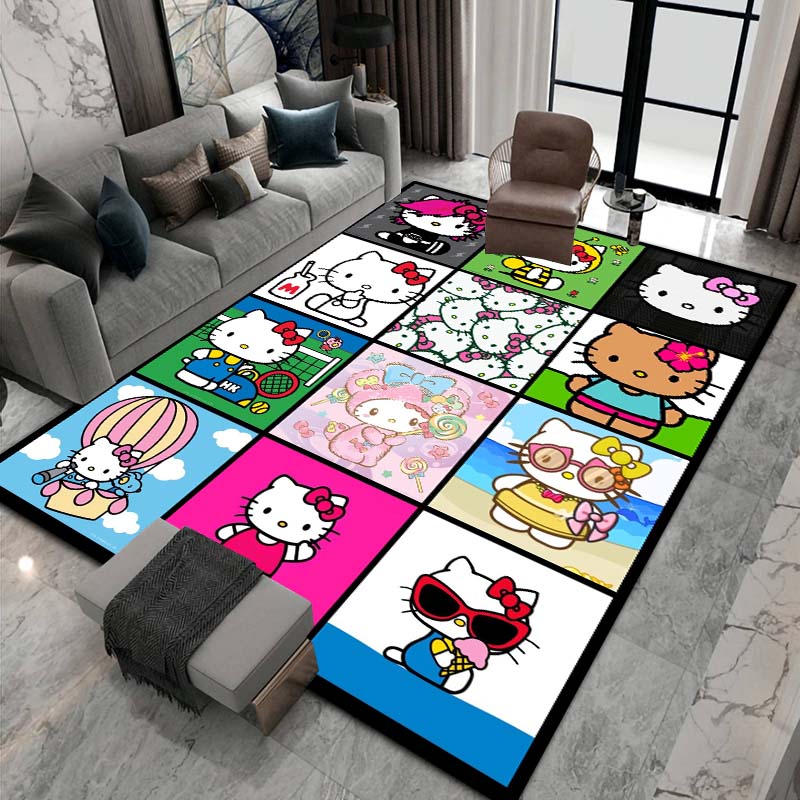 3DHello Kitty Cartoon Character Non-slip Rug for Living Room, Suitable for Bedrooms, Playrooms, Sofas, Home Decor Doormats.6