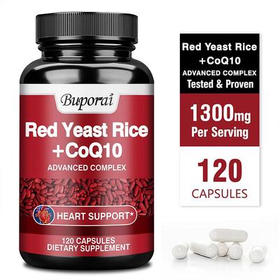 Complément de Riz Rouge Fermenté avec CoQ10 - Riz Rouge Fermenté Extra Fort 1200 mg. Capsule de CoQ10 100 mg par portion