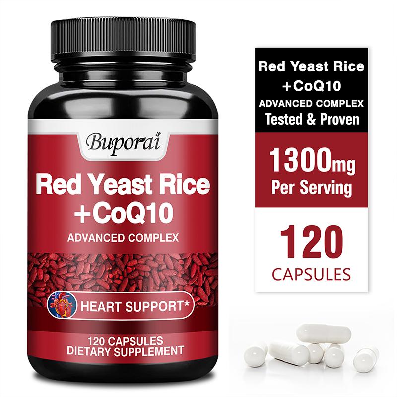 Red Yeast Rice with CoQ10 Supplement - Extra Strength Red Yeast Rice 1200 Mg. CoQ10 100 Mg Capsule Per Serving