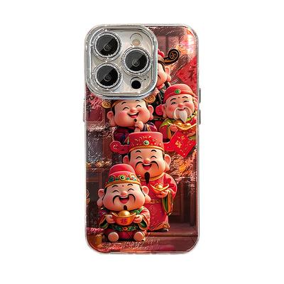 Novoroční pozdravy Bůh bohatství je vhodný pro pouzdro na mobilní telefon Apple 16pro 15 Plně krycí fólie na objektiv 14 High-endový pocit 13 Roztomilý proti pádu 8