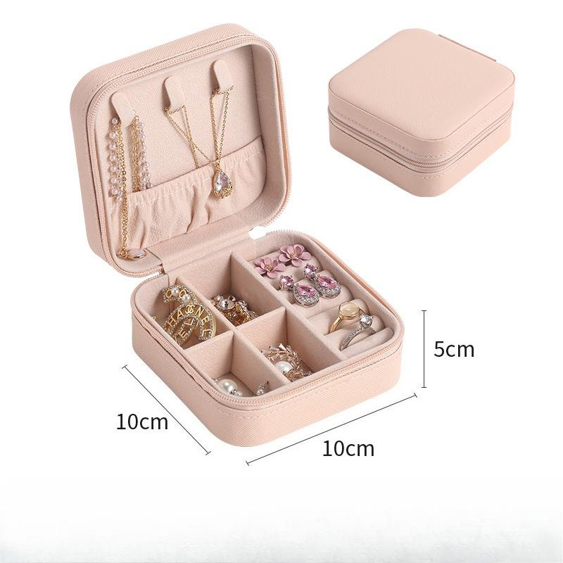 Portable Small Jewelry Box Pu Leather Small Jewelry Organizer Women Girls Travel Case Earrings Rings Necklaces Bracelets Storage