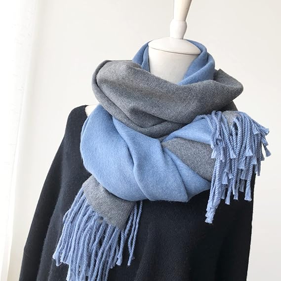 200*70cm Kunstig Kasjmirskjerf for Kvinner Ullskjerf Dobbeltsidig Stil Dusker Vinter Tykt Oversized Skjerf Sjal
