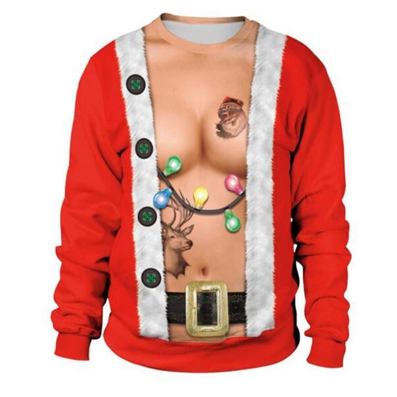 Funny Christmas Sweater Men Women Pullover Xmas Sweatshirt Ugly Graphic Y2k Sweatshirts for Holiday Party Loose Men's Clothing