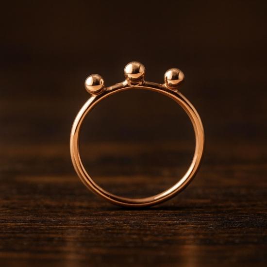 Pure Copper Triple Ball Ring, Dainty Minimalist Geometric Stacking Band Ring for Women